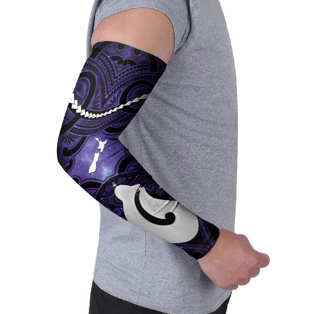Personalised Maori Matariki Hei Matau Waiporoporo Arm Sleeves Maori Kowhaiwhai Pattern Galaxy