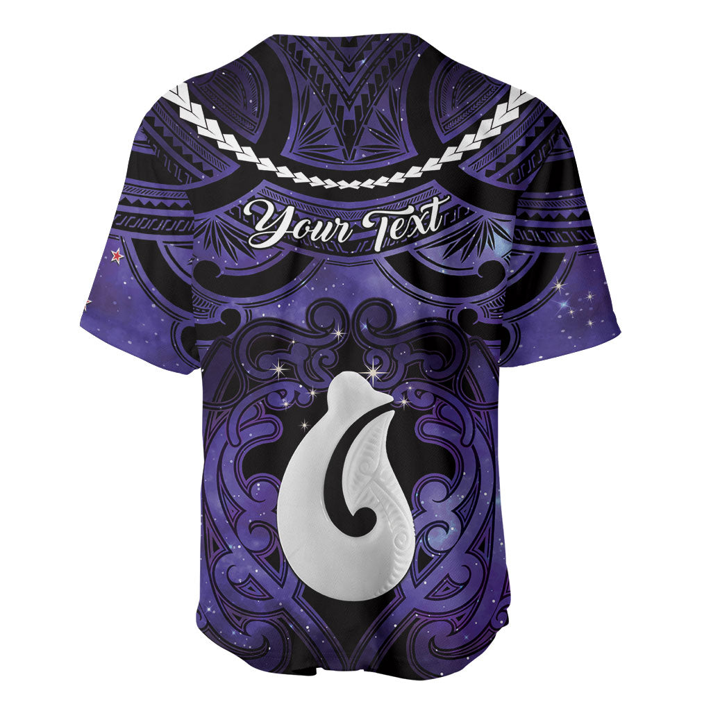 Personalised Maori Matariki Hei Matau Waiporoporo Baseball Jersey Maori Kowhaiwhai Pattern Galaxy