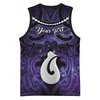 Personalised Maori Matariki Hei Matau Waiporoporo Basketball Jersey Maori Kowhaiwhai Pattern Galaxy