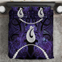 Maori Matariki Hei Matau Waiporoporo Bedding Set Maori Kowhaiwhai Pattern Galaxy
