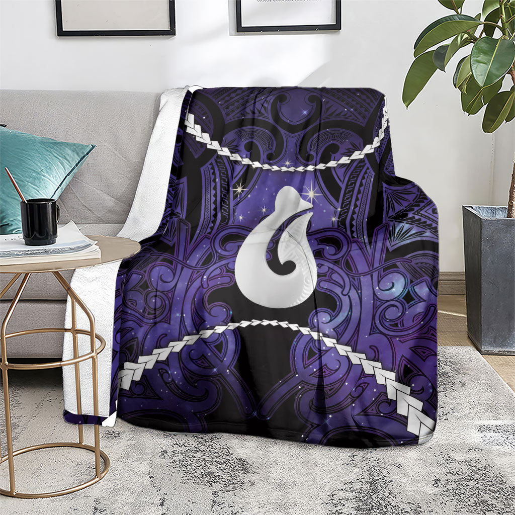 Maori Matariki Hei Matau Waiporoporo Blanket Maori Kowhaiwhai Pattern Galaxy