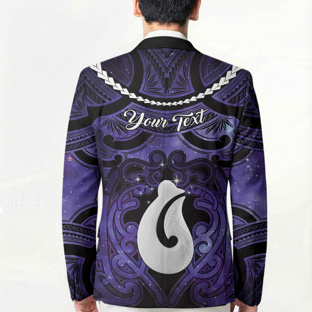 Personalised Maori Matariki Hei Matau Waiporoporo Blazer Maori Kowhaiwhai Pattern Galaxy