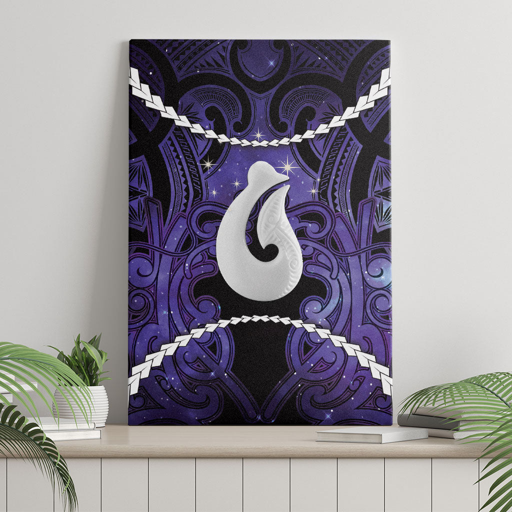 Maori Matariki Hei Matau Waiporoporo Canvas Wall Art Maori Kowhaiwhai Pattern Galaxy