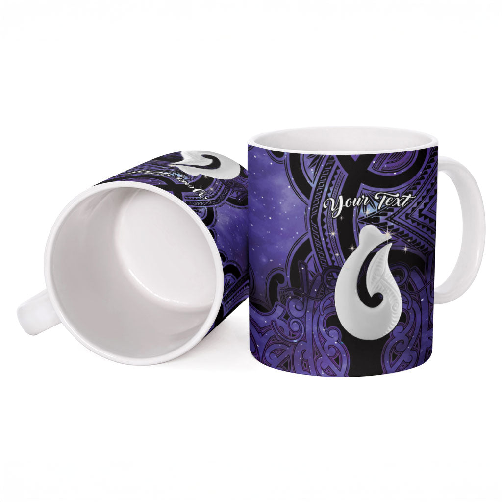 Personalised Maori Matariki Hei Matau Waiporoporo Ceramic Mug Maori Kowhaiwhai Pattern Galaxy