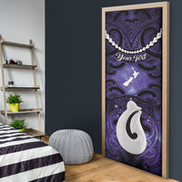 Personalised Maori Matariki Hei Matau Waiporoporo Door Cover Maori Kowhaiwhai Pattern Galaxy