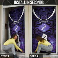 Personalised Maori Matariki Hei Matau Waiporoporo Door Cover Maori Kowhaiwhai Pattern Galaxy