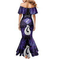 Personalised Maori Matariki Hei Matau Waiporoporo Family Matching Mermaid Dress and Hawaiian Shirt Maori Kowhaiwhai Pattern Galaxy LT01 - Polynesian Pride