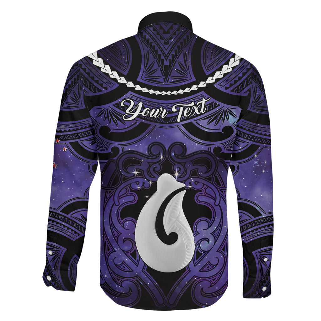 Personalised Maori Matariki Hei Matau Waiporoporo Family Matching Off Shoulder Maxi Dress and Hawaiian Shirt Maori Kowhaiwhai Pattern Galaxy LT01 - Polynesian Pride