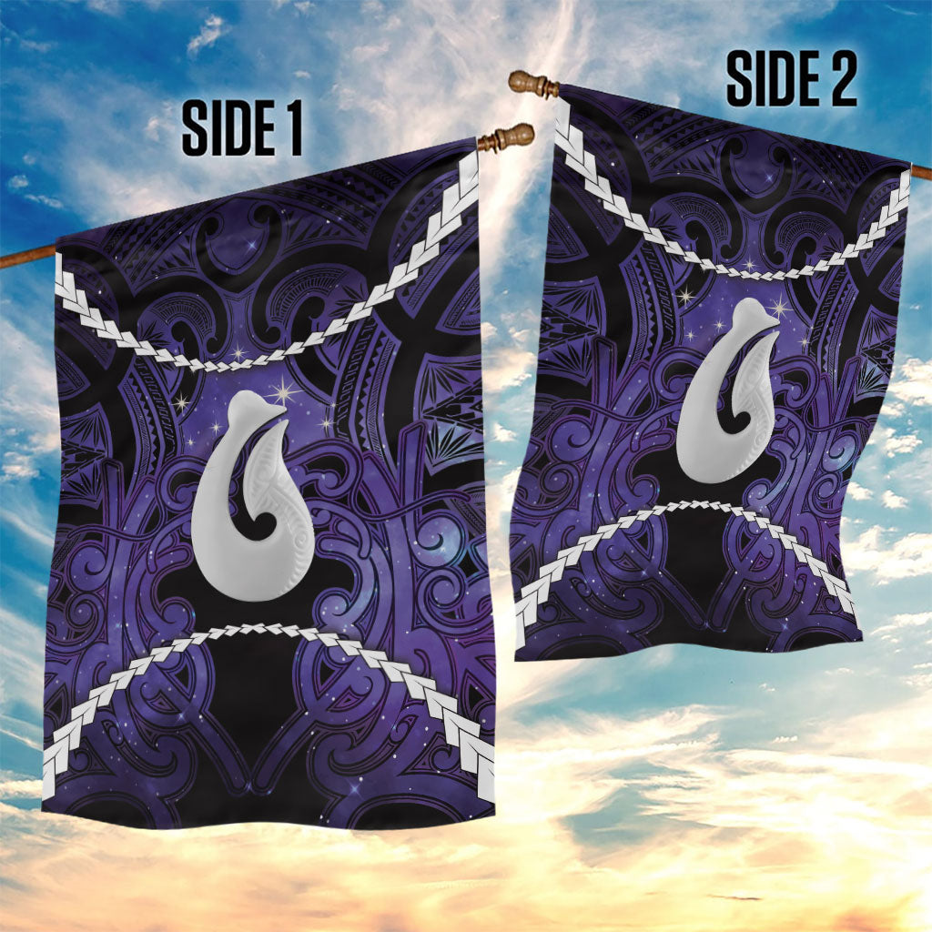 Maori Matariki Hei Matau Waiporoporo Garden Flag Maori Kowhaiwhai Pattern Galaxy