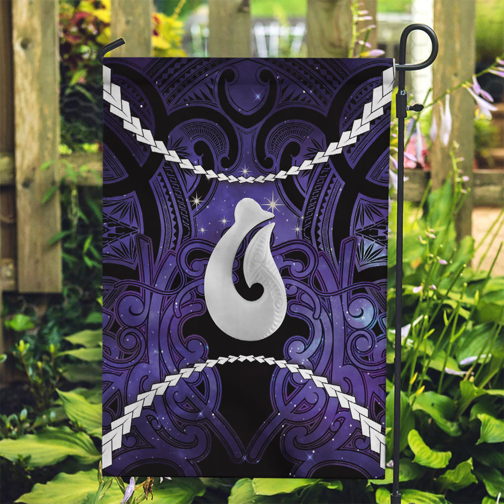 Maori Matariki Hei Matau Waiporoporo Garden Flag Maori Kowhaiwhai Pattern Galaxy