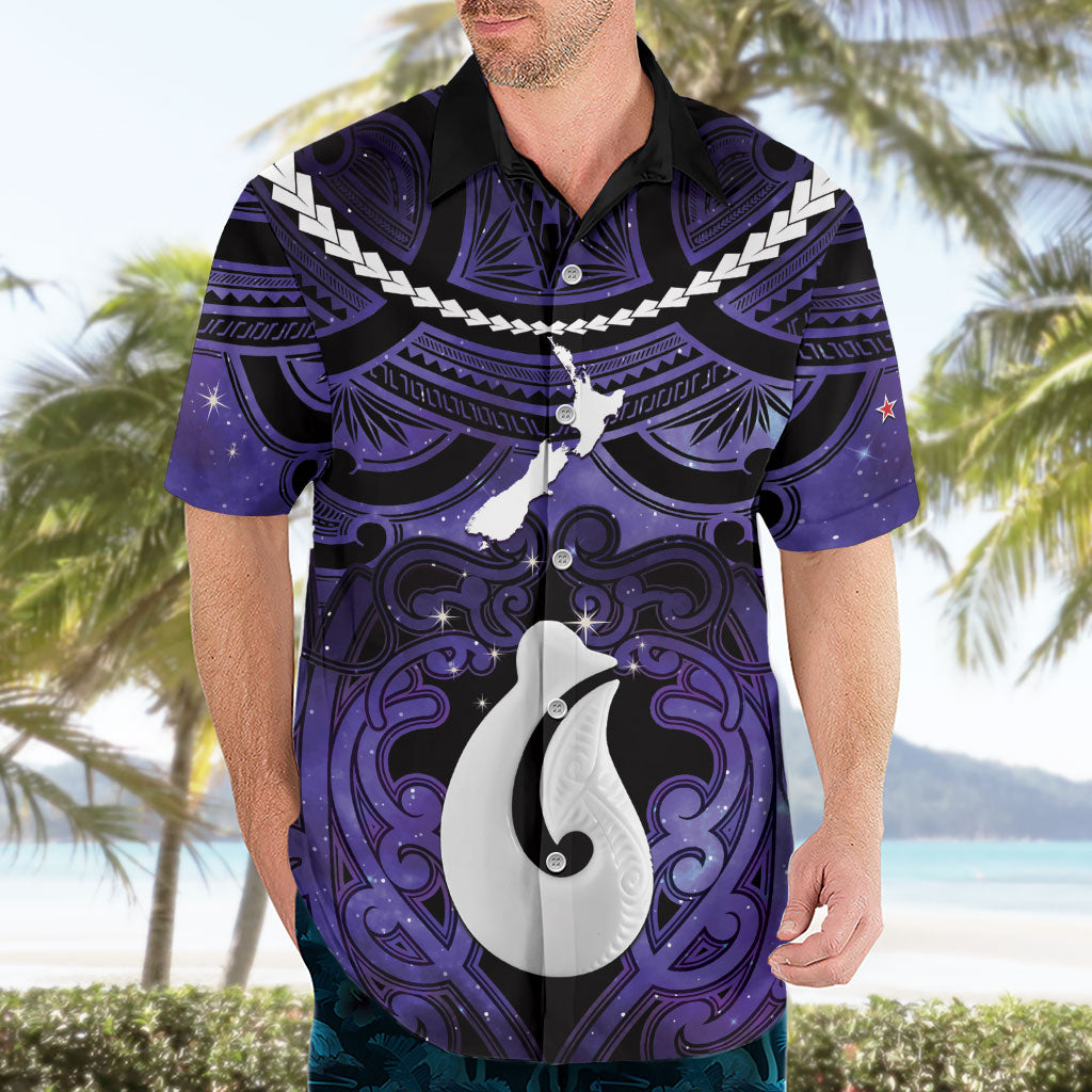 Personalised Maori Matariki Hei Matau Waiporoporo Hawaiian Shirt Maori Kowhaiwhai Pattern Galaxy