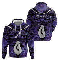Personalised Maori Matariki Hei Matau Waiporoporo Hoodie Maori Kowhaiwhai Pattern Galaxy