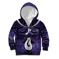 Personalised Maori Matariki Hei Matau Waiporoporo Kid Hoodie Maori Kowhaiwhai Pattern Galaxy