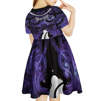 Personalised Maori Matariki Hei Matau Waiporoporo Kid Short Sleeve Dress Maori Kowhaiwhai Pattern Galaxy