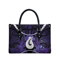 Maori Matariki Hei Matau Waiporoporo Leather Bag Maori Kowhaiwhai Pattern Galaxy