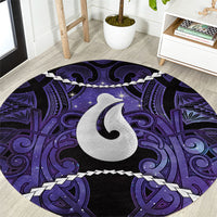 Maori Matariki Hei Matau Waiporoporo Round Carpet Maori Kowhaiwhai Pattern Galaxy