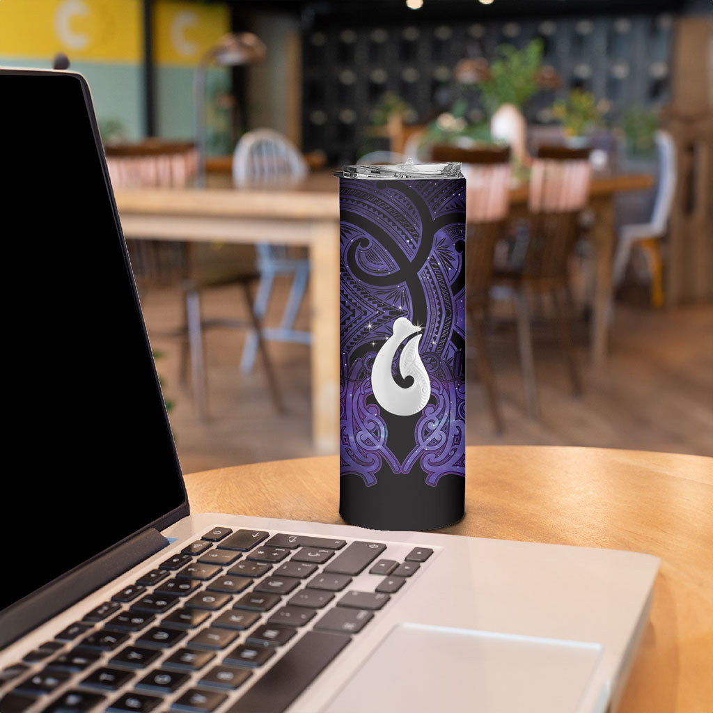 Personalised Maori Matariki Hei Matau Waiporoporo Skinny Tumbler Maori Kowhaiwhai Pattern Galaxy
