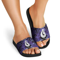 Maori Matariki Hei Matau Waiporoporo Slide Sandals Maori Kowhaiwhai Pattern Galaxy