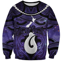 Personalised Maori Matariki Hei Matau Waiporoporo Sweatshirt Maori Kowhaiwhai Pattern Galaxy