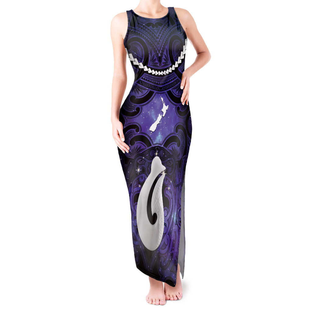Personalised Maori Matariki Hei Matau Waiporoporo Tank Maxi Dress Maori Kowhaiwhai Pattern Galaxy