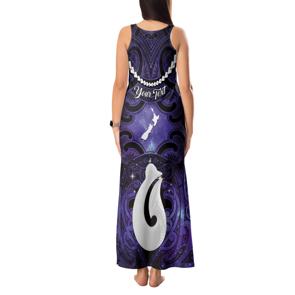 Personalised Maori Matariki Hei Matau Waiporoporo Tank Maxi Dress Maori Kowhaiwhai Pattern Galaxy