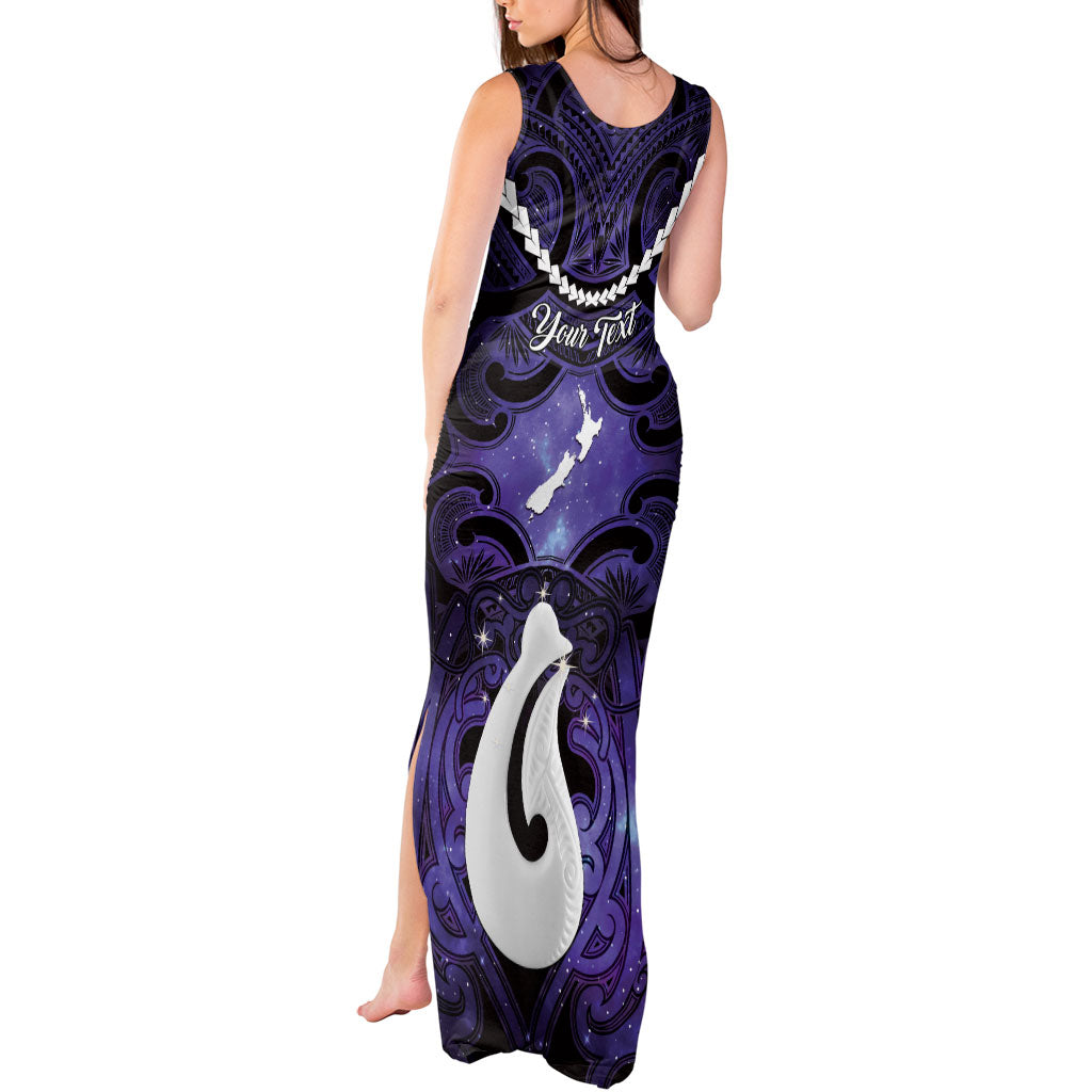 Personalised Maori Matariki Hei Matau Waiporoporo Tank Maxi Dress Maori Kowhaiwhai Pattern Galaxy
