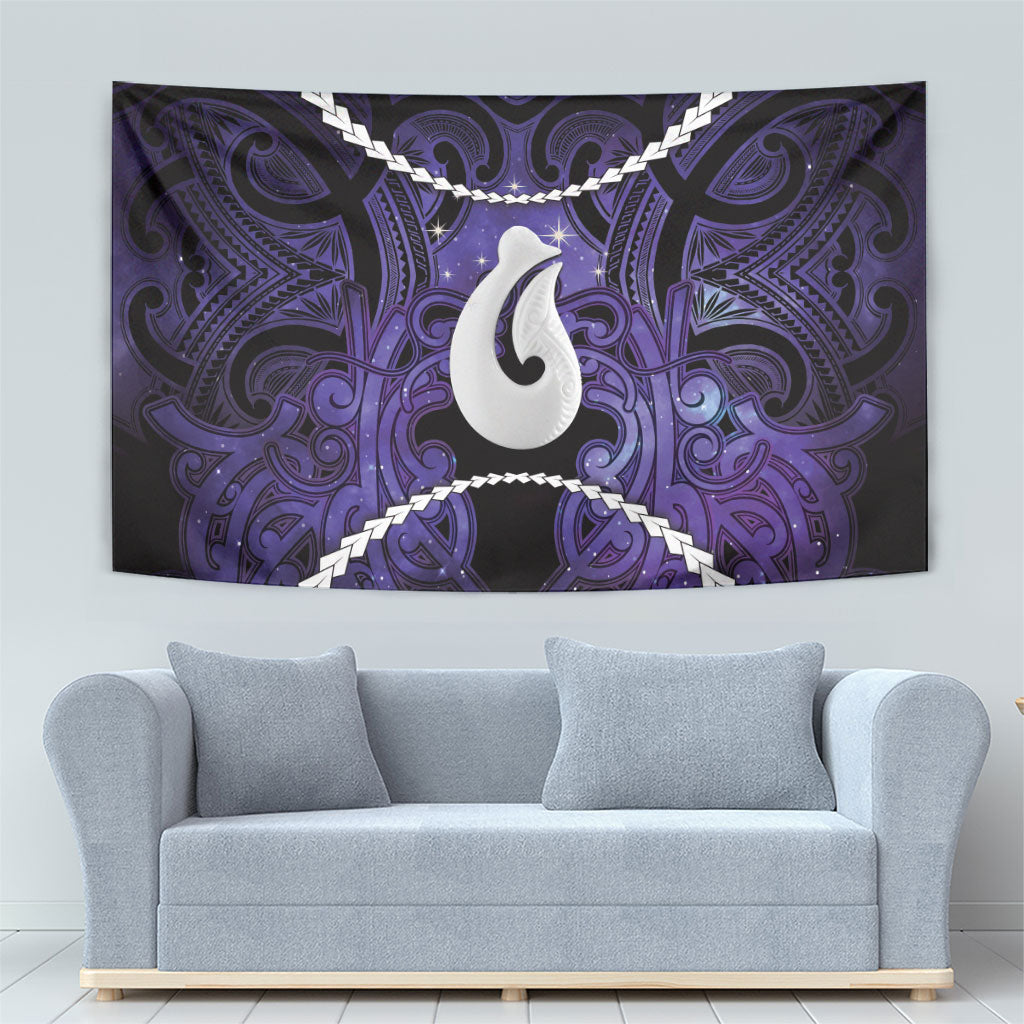 Maori Matariki Hei Matau Waiporoporo Tapestry Maori Kowhaiwhai Pattern Galaxy