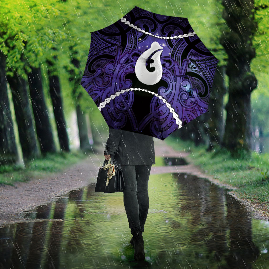 Maori Matariki Hei Matau Waiporoporo Umbrella Maori Kowhaiwhai Pattern Galaxy