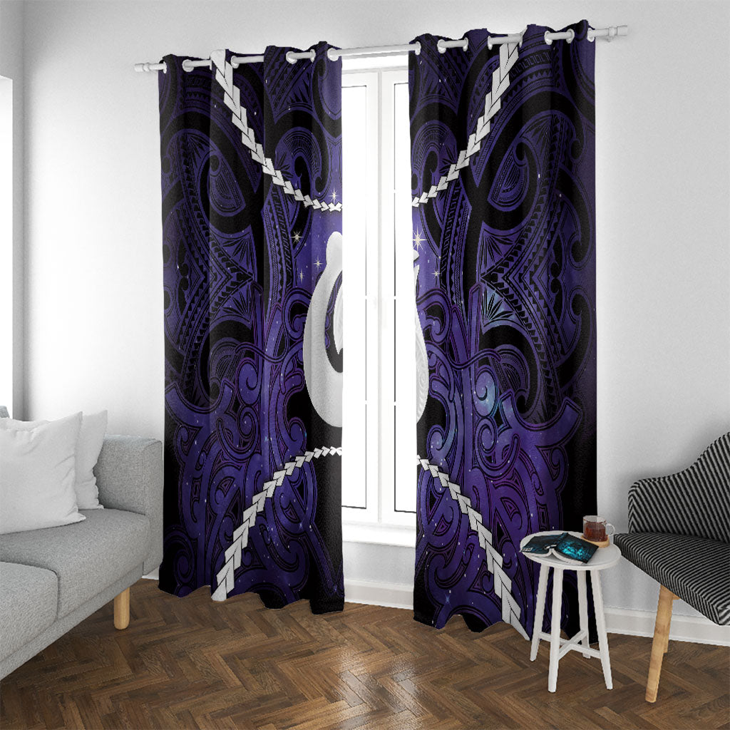 Maori Matariki Hei Matau Waiporoporo Window Curtain Maori Kowhaiwhai Pattern Galaxy