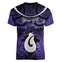 Personalised Maori Matariki Hei Matau Waiporoporo Women V-Neck T-Shirt Maori Kowhaiwhai Pattern Galaxy LT01 - Polynesian Pride