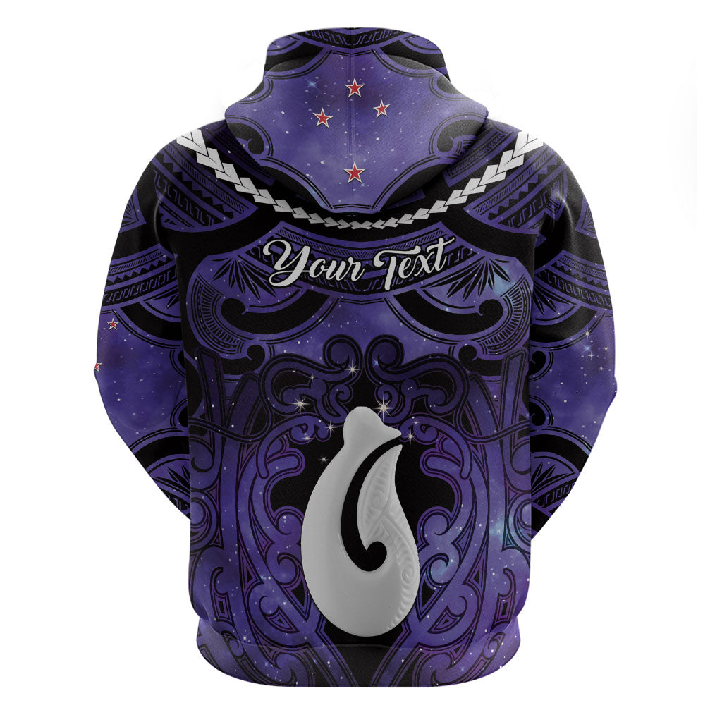 Personalised Maori Matariki Hei Matau Waiporoporo Zip Hoodie Maori Kowhaiwhai Pattern Galaxy