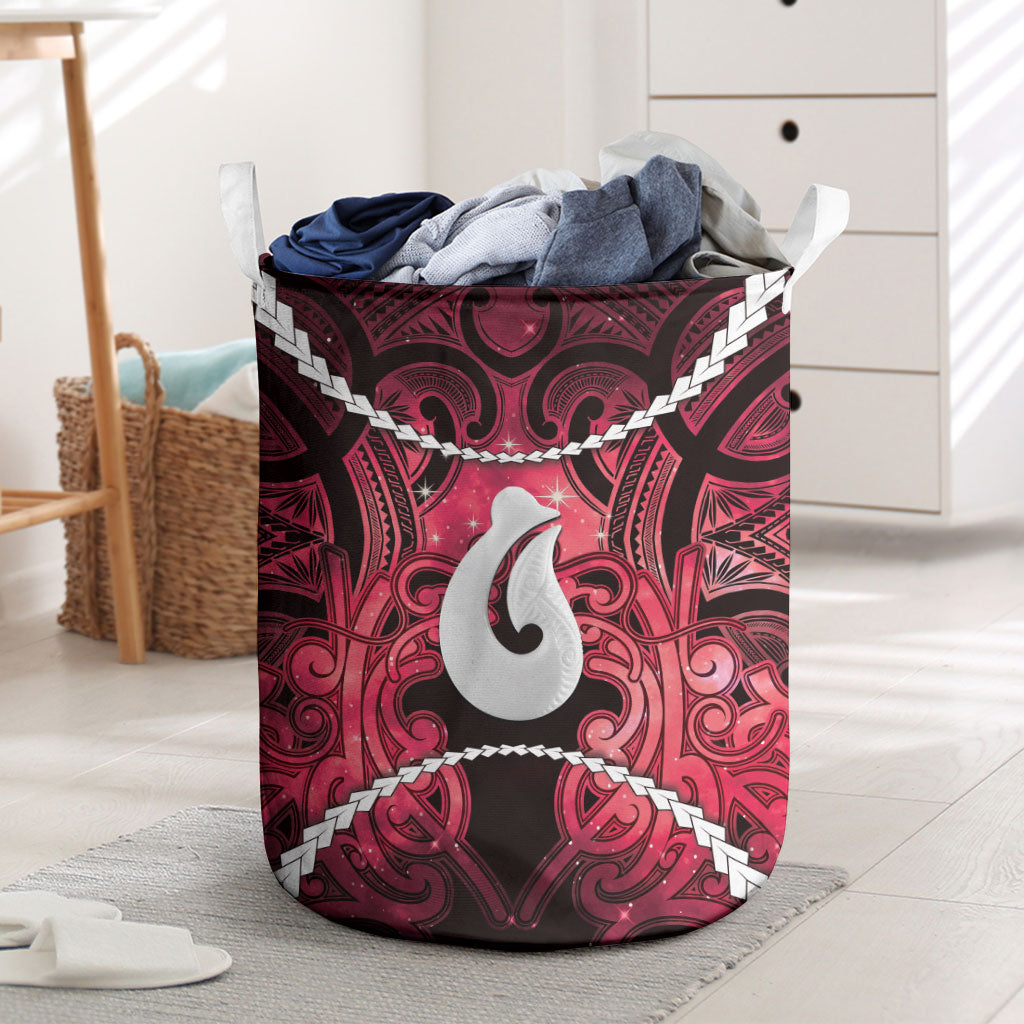 Maori Matariki Hei Matau Whero Laundry Basket Maori Kowhaiwhai Pattern Galaxy