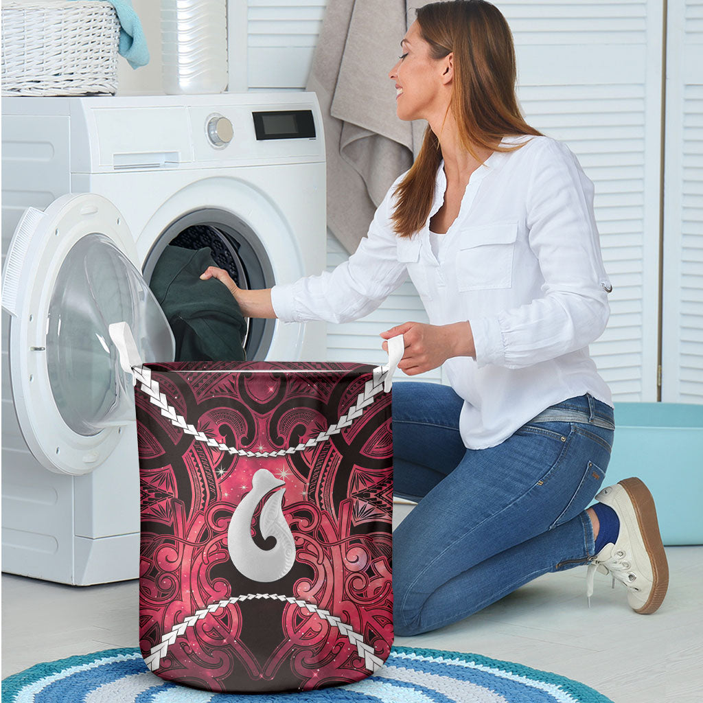 Maori Matariki Hei Matau Whero Laundry Basket Maori Kowhaiwhai Pattern Galaxy