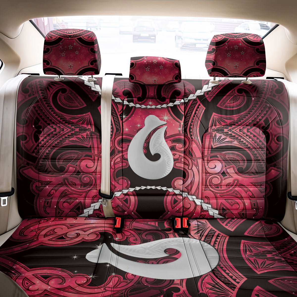 Maori Matariki Hei Matau Whero Back Car Seat Cover Maori Kowhaiwhai Pattern Galaxy