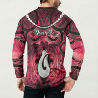 Personalised Maori Matariki Hei Matau Whero Button Sweatshirt Maori Kowhaiwhai Pattern Galaxy