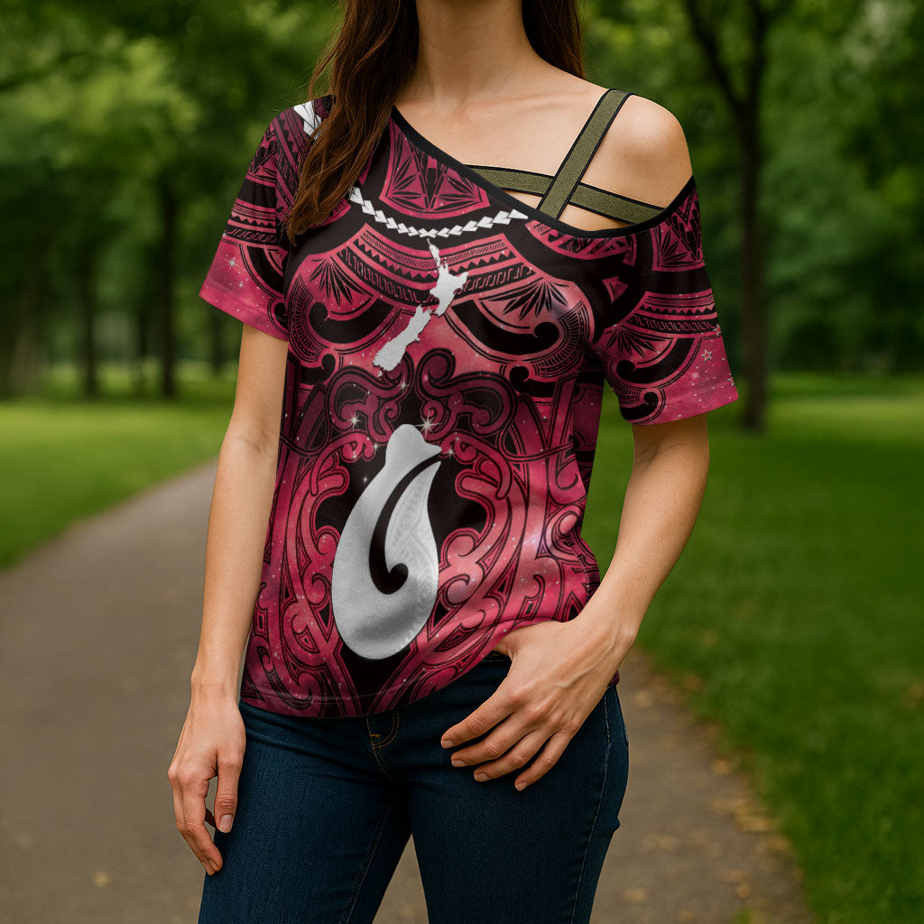 Personalised Maori Matariki Hei Matau Whero Cross Shoulder Shirt Maori Kowhaiwhai Pattern Galaxy