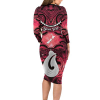 Personalised Maori Matariki Hei Matau Whero Family Matching Long Sleeve Bodycon Dress and Hawaiian Shirt Maori Kowhaiwhai Pattern Galaxy LT01 - Polynesian Pride