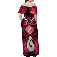 Personalised Maori Matariki Hei Matau Whero Family Matching Off Shoulder Maxi Dress and Hawaiian Shirt Maori Kowhaiwhai Pattern Galaxy LT01 - Polynesian Pride