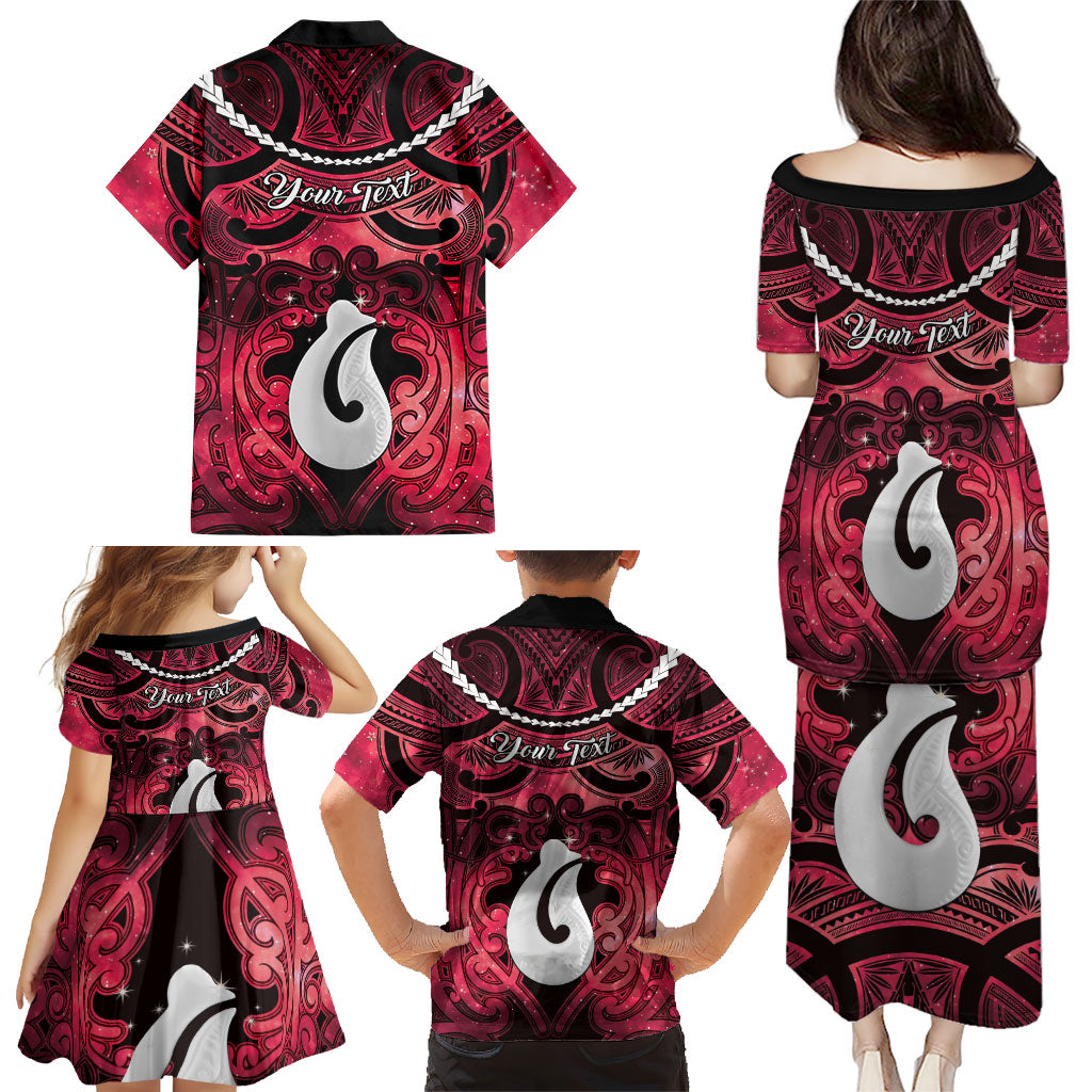 Personalised Maori Matariki Hei Matau Whero Family Matching Puletasi and Hawaiian Shirt Maori Kowhaiwhai Pattern Galaxy LT01 - Polynesian Pride