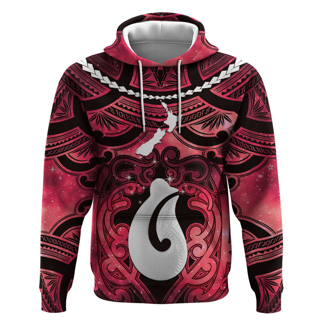 Personalised Maori Matariki Hei Matau Whero Hoodie Maori Kowhaiwhai Pattern Galaxy