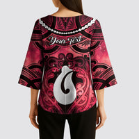 Personalised Maori Matariki Hei Matau Whero Kimono Sleeve Blouse Maori Kowhaiwhai Pattern Galaxy