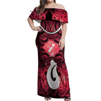 Personalised Maori Matariki Hei Matau Whero Off Shoulder Maxi Dress Maori Kowhaiwhai Pattern Galaxy
