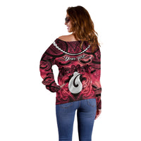 Personalised Maori Matariki Hei Matau Whero Off Shoulder Sweater Maori Kowhaiwhai Pattern Galaxy