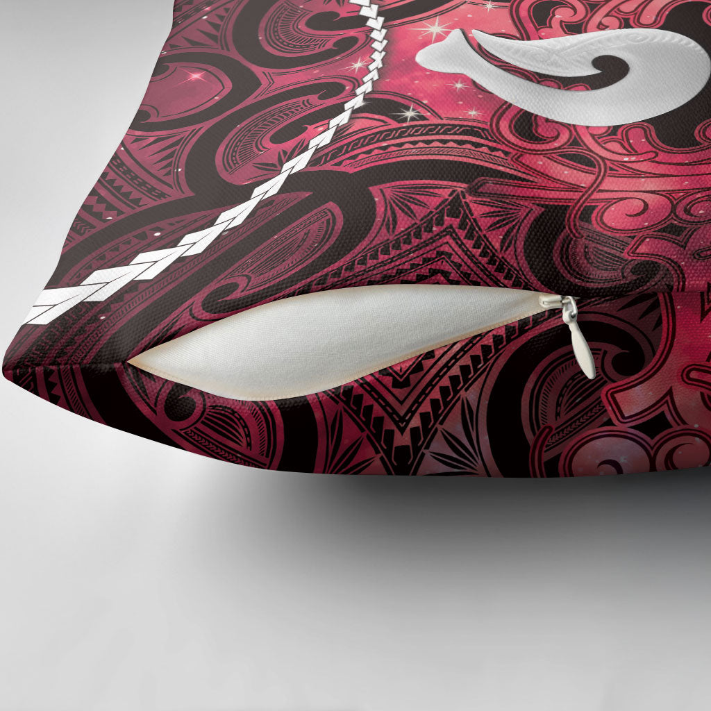 Maori Matariki Hei Matau Whero Pillow Cover Maori Kowhaiwhai Pattern Galaxy
