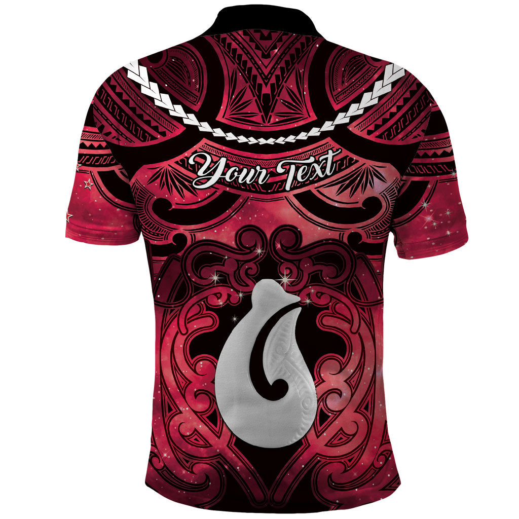 Personalised Maori Matariki Hei Matau Whero Polo Shirt Maori Kowhaiwhai Pattern Galaxy