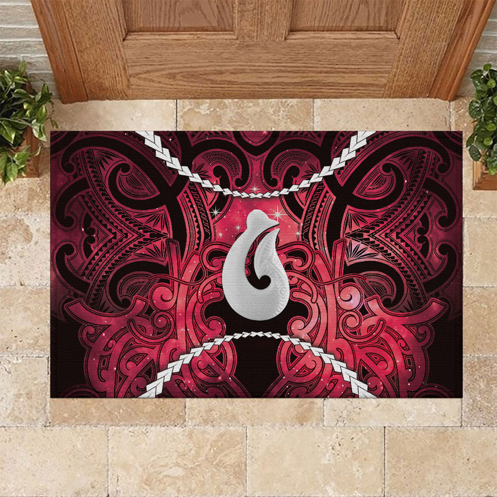 Maori Matariki Hei Matau Whero Rubber Doormat Maori Kowhaiwhai Pattern Galaxy