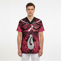 Personalised Maori Matariki Hei Matau Whero Scrub Top Maori Kowhaiwhai Pattern Galaxy