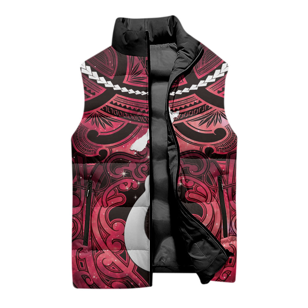Personalised Maori Matariki Hei Matau Whero Sleeveless Puffer Jacket Maori Kowhaiwhai Pattern Galaxy