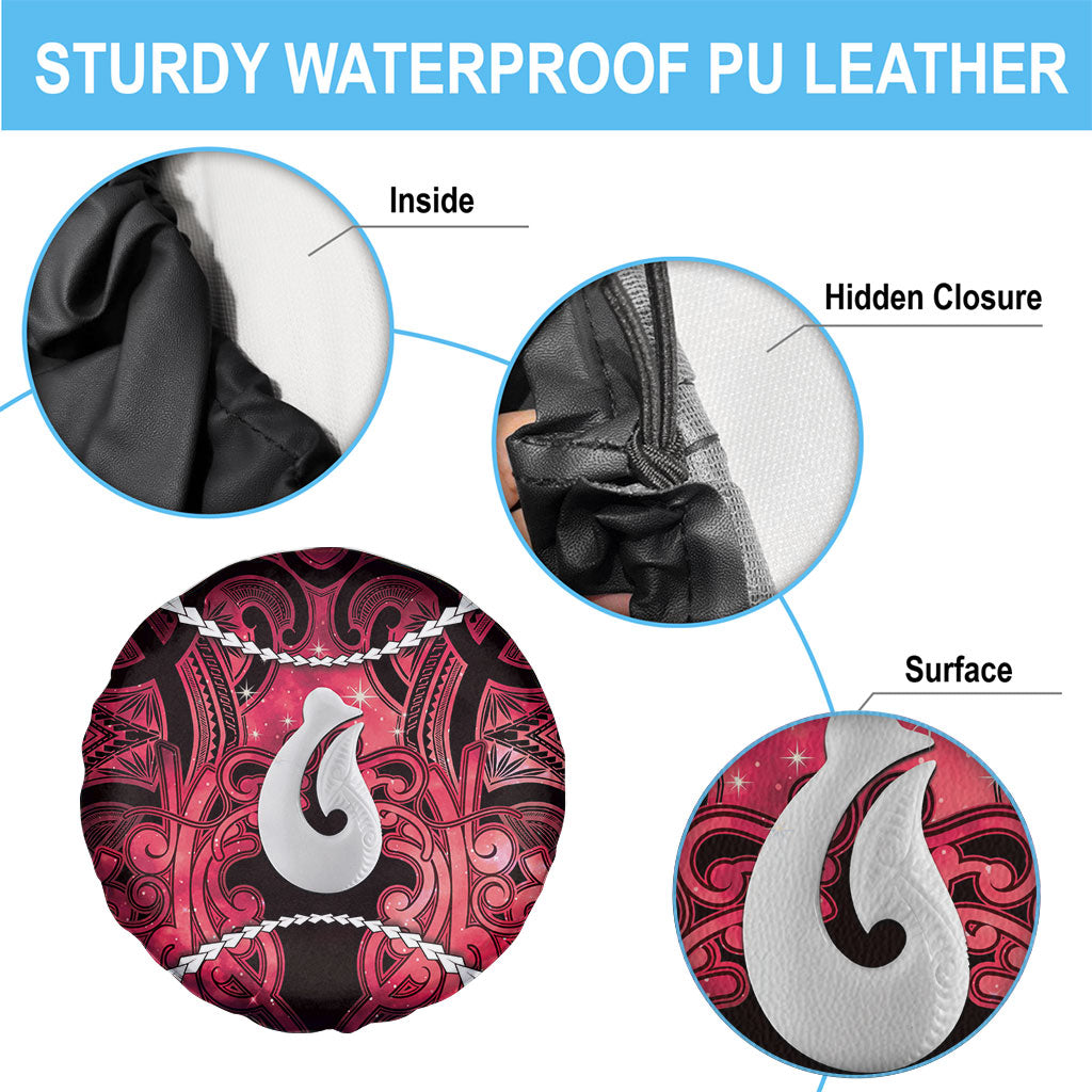 Maori Matariki Hei Matau Whero Spare Tire Cover Maori Kowhaiwhai Pattern Galaxy