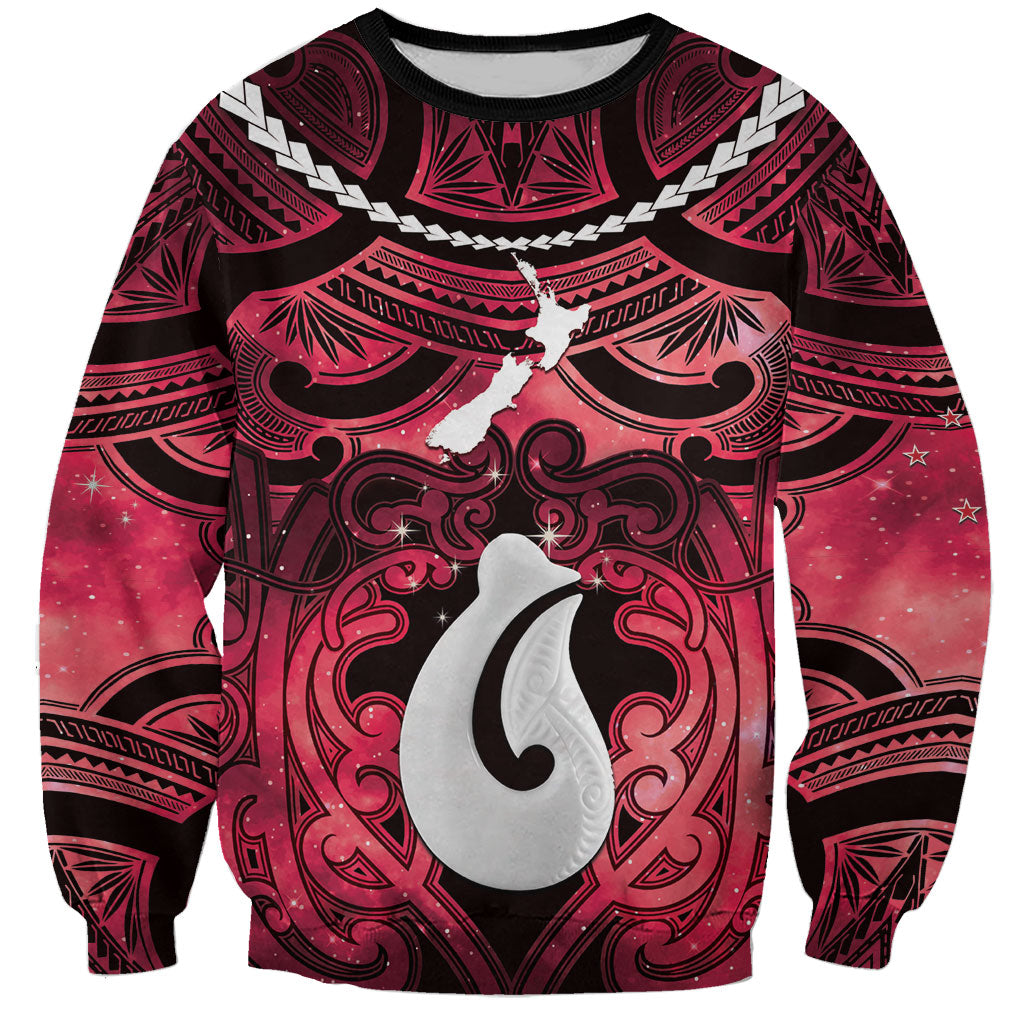 Personalised Maori Matariki Hei Matau Whero Sweatshirt Maori Kowhaiwhai Pattern Galaxy